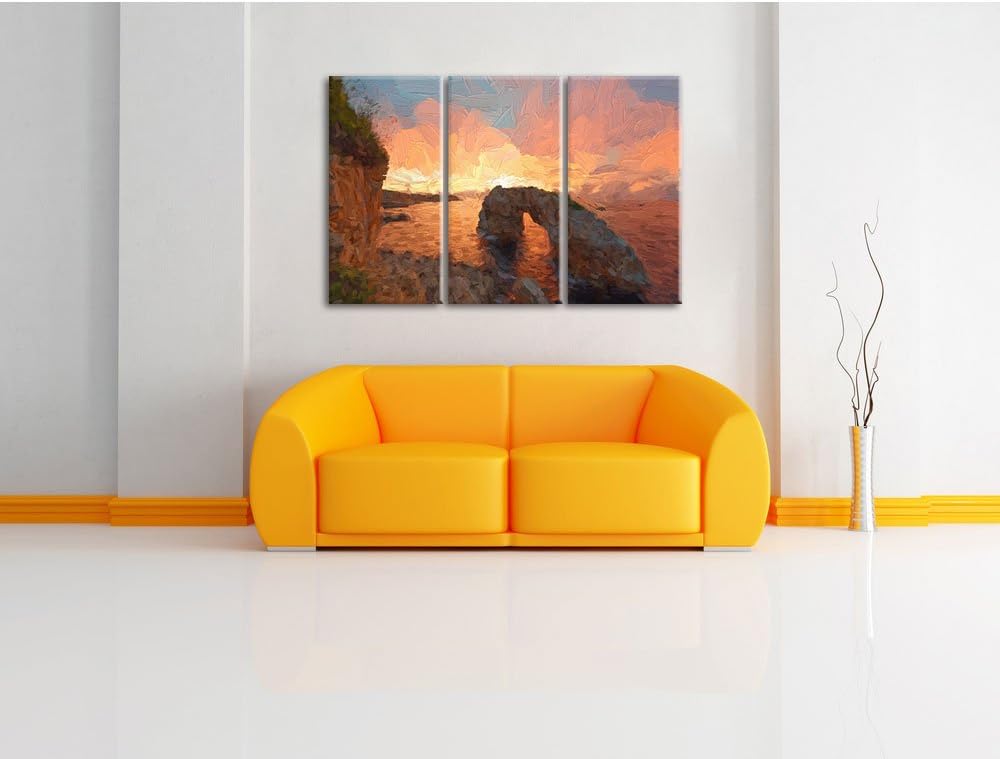 Pixxprint EIN Tag beginnt - Es Pontas Kunst als Leinwandbild/Grösse: 3 Teilig (120x80 cm) cm/Wandbil