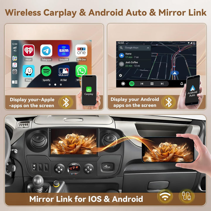Hikity Android 15 4+128G Autoradio für Renault Master/Opel Movano/Nissan Interstar 2010 mit 10'' Inc