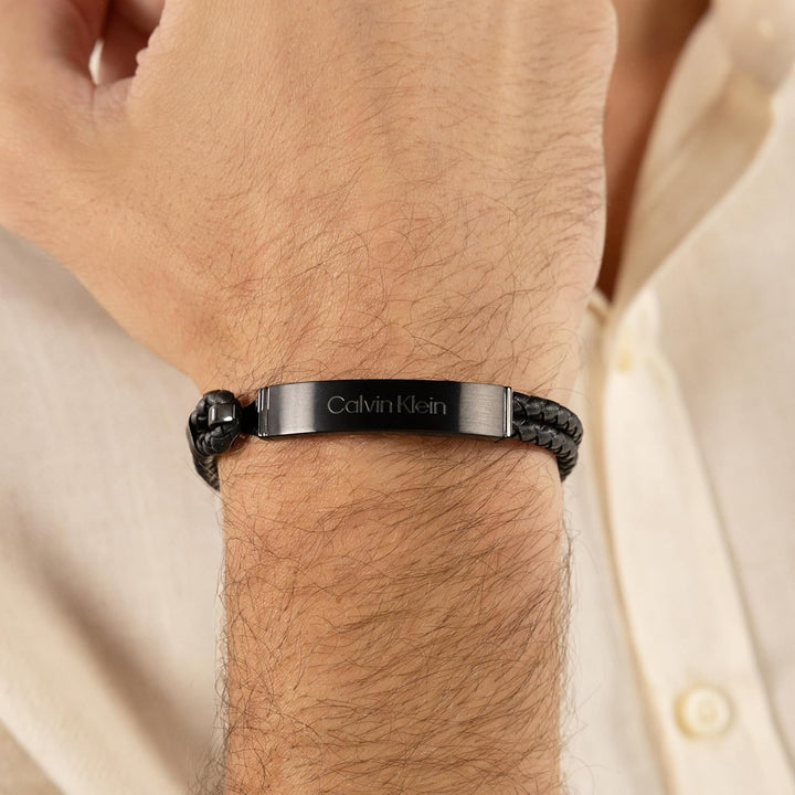 Calvin Klein Geflochtenes Lederarmband für Herren Kollektion CK ICONIC FOR HIM - Erhältlich in Braun
