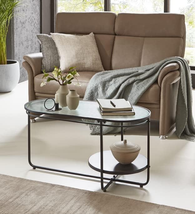 HAKU Möbel Couchtisch, Metall, schwarz, B 90 x T 42 x H 49 cm 90 x 42 x H 49, 90 x 42 x H 49