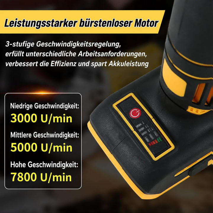 Akku Winkelschleifer für Dewalt 18V, 125 mm 7800U/min Bürstenloser Profi-Schleifer, Akku-Schleifer m