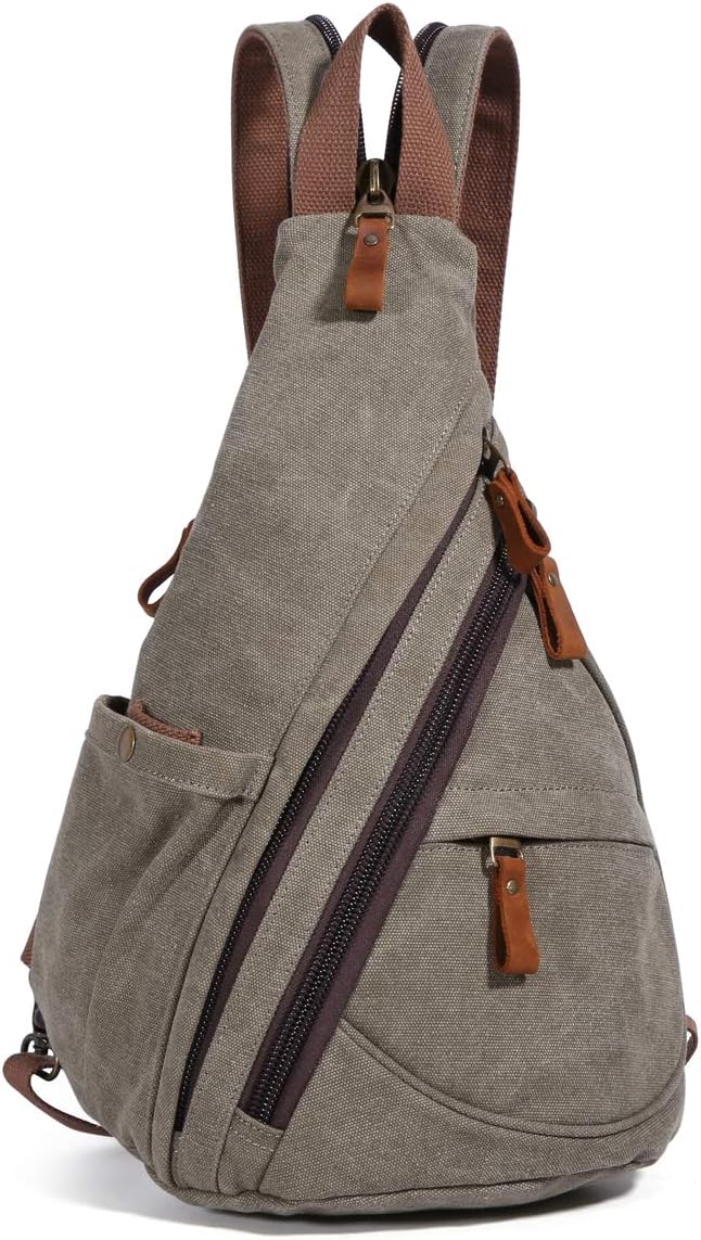 KL928 Canvas Sling Bag Rucksack Damen und Herren – Schulterrucksack Umhängetasche Crossbag Verstellb