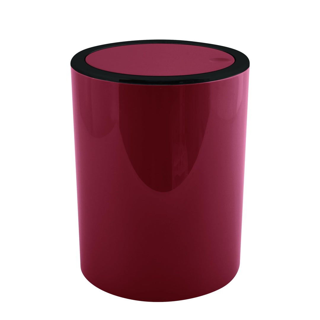 MSV - AS Kamaka 6L Berry Abfalleimer - Burgunderrot mit schwarzem Rand - 24,2 x 19 x 19 cm - Kompakt
