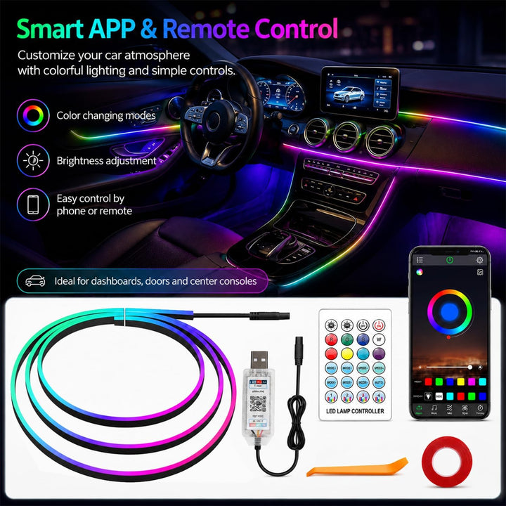 Sunshine smile Auto LED Innenbeleuchtung,110cm Ambientebeleuchtung Auto Strip, USB-Innenraumbeleucht