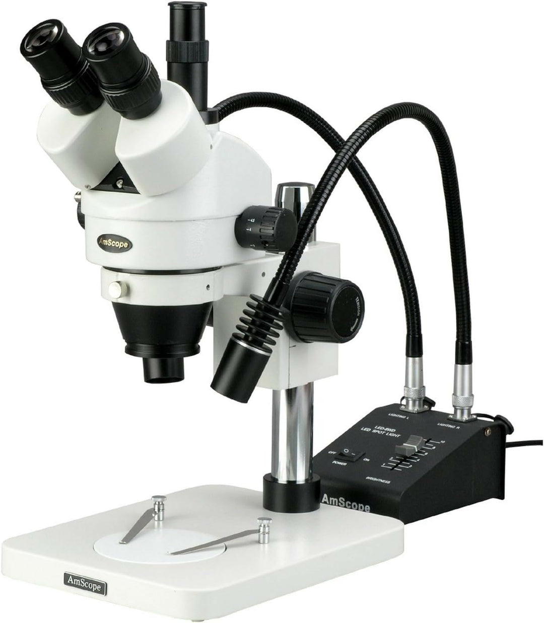 AmScope SM-1TS-L6W Zoom Leistung Trinokulares Inspektion Stereomikroskop mit Schwanenhals-LED-Leucht