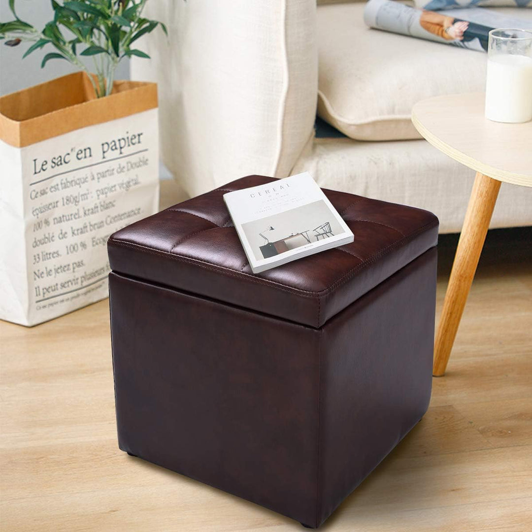 GIANTEX Sitzhocker mit Stauraum, Sitzwürfel Sitzbox auS PU, Sitztruhe Sitzcube Aufbewahrungsbox Fuss