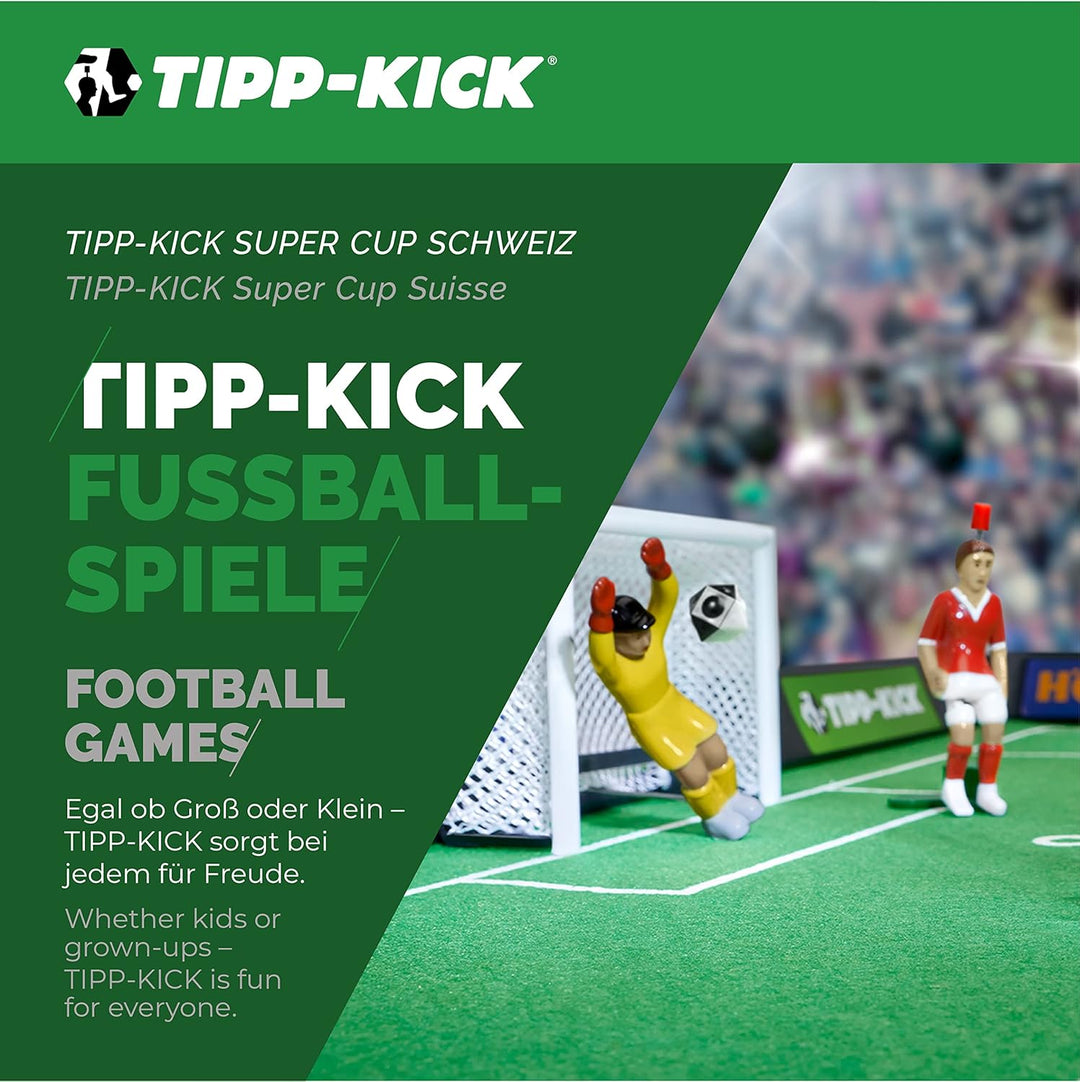 TIPP-KICK Spiel Super Cup Suisse Tischfussball-Set - Fussball-Spiel mit extra-grossem Spielfeld inkl