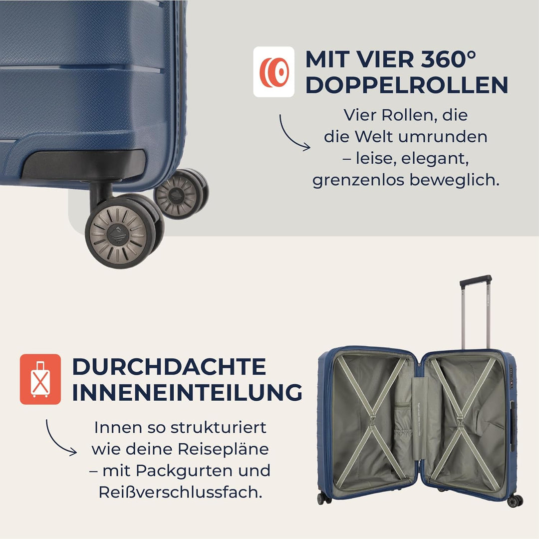 Travelite Koffer mittelgross, MOOBY M erweiterbar, Kratzfeste Hartschale, mit recyceltem Material, 6