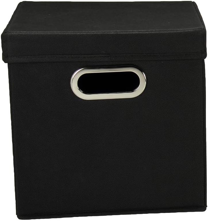 Household Essentials Würfel Set mit Deckel schwarz, 2er Pack Black, Black