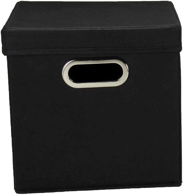 Household Essentials Würfel Set mit Deckel schwarz, 2er Pack Black, Black