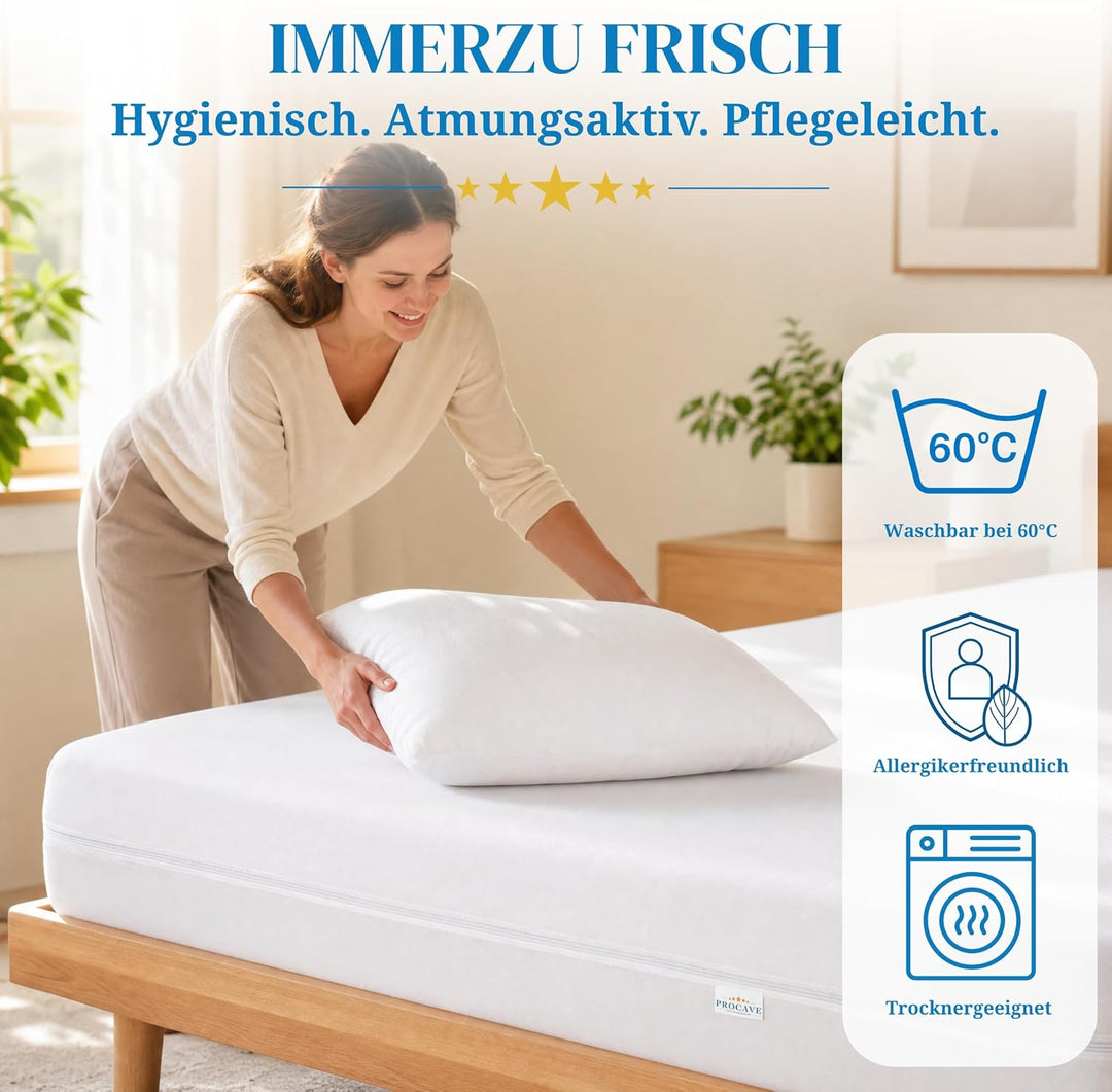 PROCAVE Matratzenbezug Frottee unversteppt 90 x 200 cm | Matratzen-Höhe 23-28cm | Matratzenschoner 9