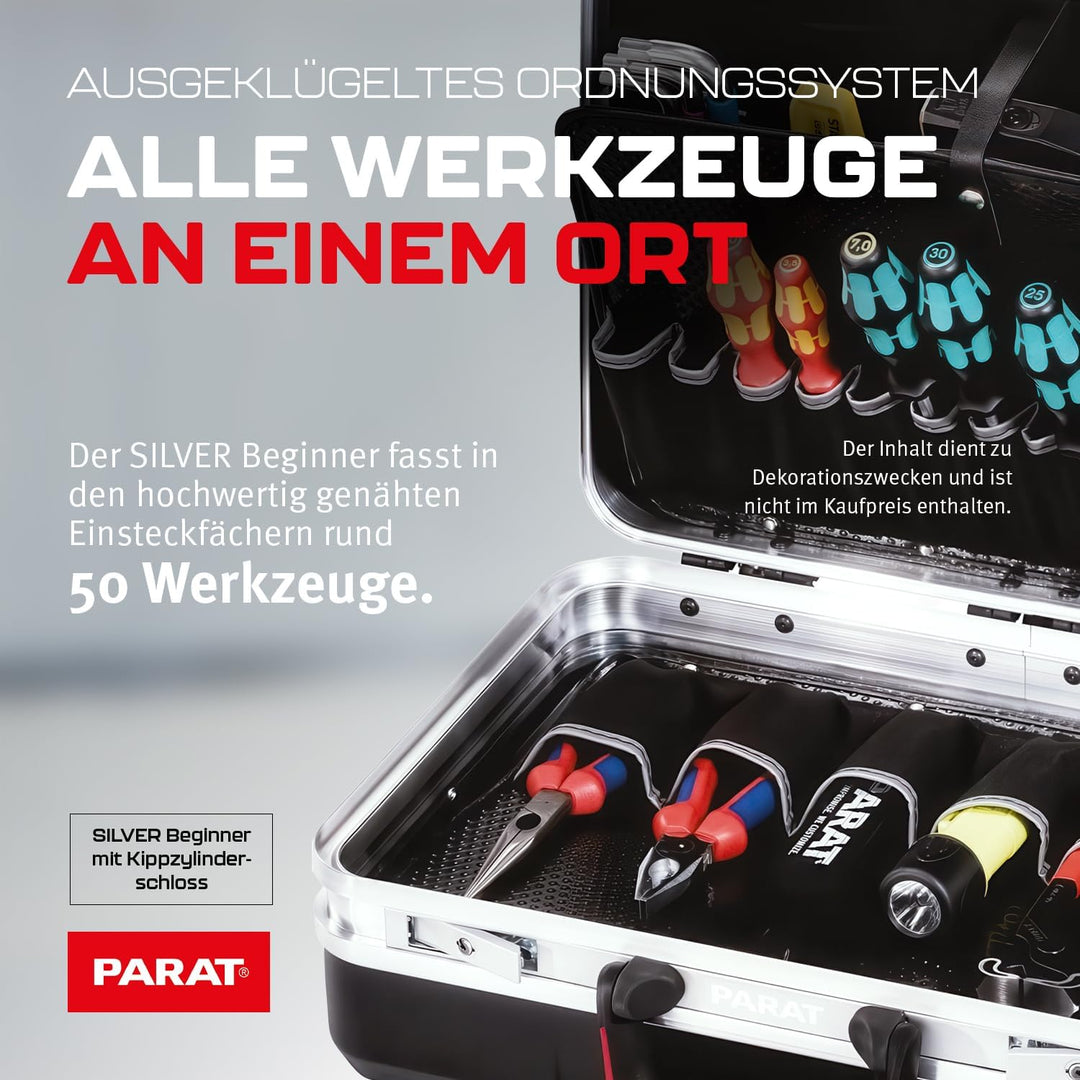 PARAT SILVER Beginner Werkzeugkoffer | Werkzeugkoffer leer | Robuster Werkzeugkasten & Toolbox aus A