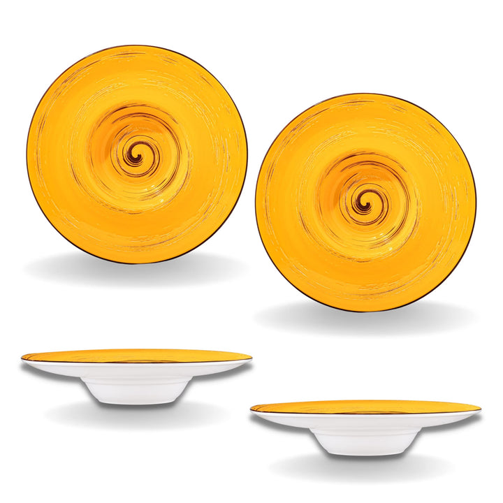 Wilmax | SPIRAL tiefe Teller - 2 Stück | Elegant | Modern | Langlebig | Sicher | Glasiertes Porzella