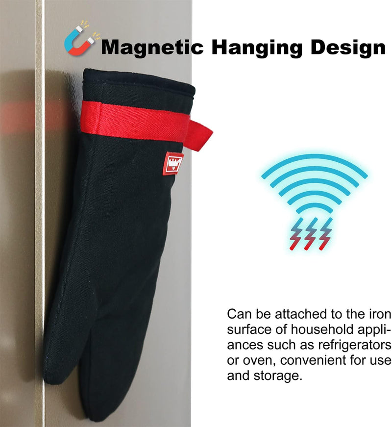 Coziselect Ofenhandschuhe, Hitzebeständige Handschuhe, Silikon Anti-Rutsch Design, Magnetisches Desi