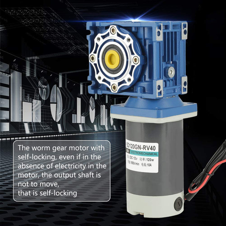 Oumefar 12V / 24V DC Getriebemotor, 24V Sschneckengetriebemotor 120W RV40 Schneckengetriebemotor Dre