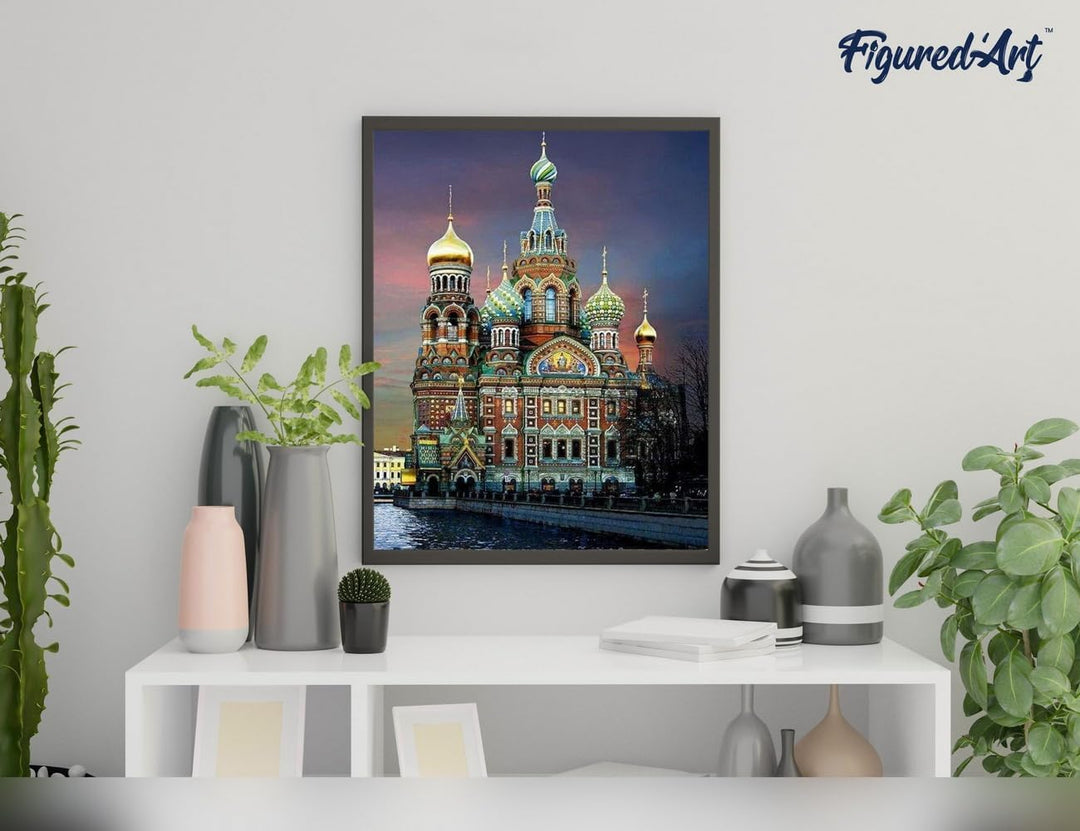 Figured'Art Malen Nach Zahlen Erwachsene Mit Rahmen Russische Kirche - Paint by Numbers Basteln DIY