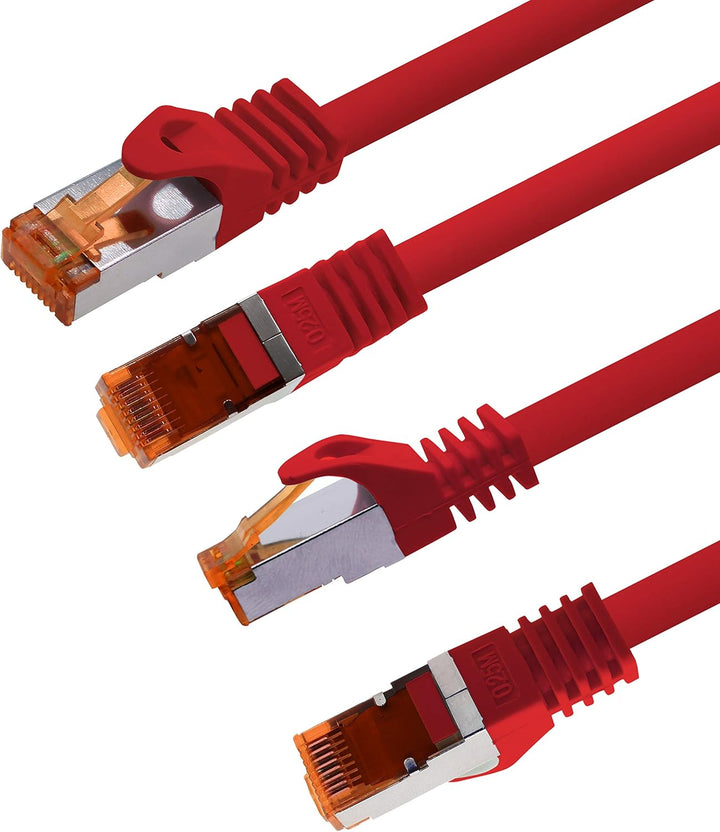 1aTTack.de 7,5m - Cat.7 Netzwerkkabel Rot - 5 Stück Gigabit Ethernet LAN Kabel 10000 Mbit s Patchkab