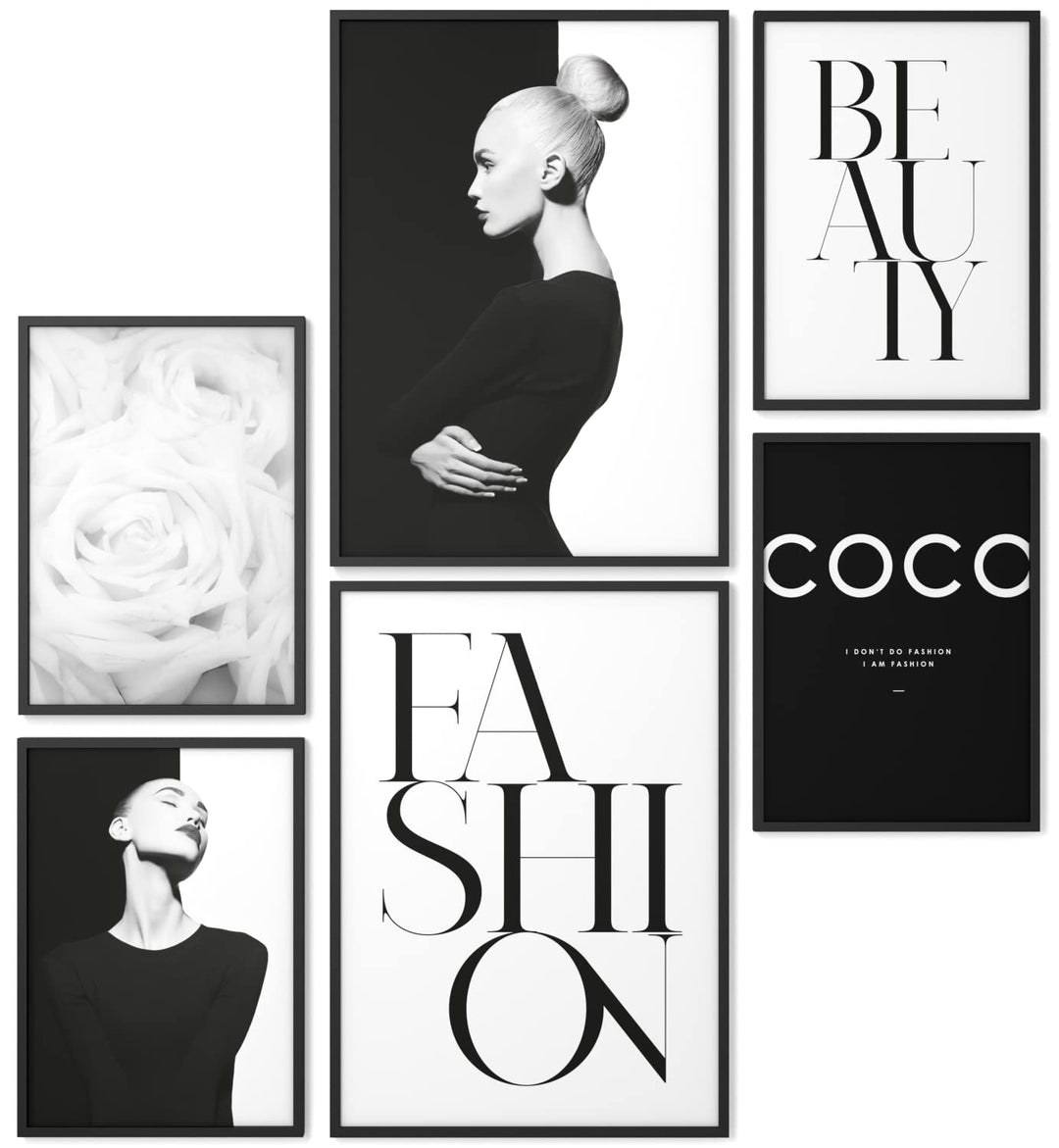 Papierschmiede® XL Mood Poster Set Coco Black Beauty, Bilder Wohnzimmer Deko Schlafzimmer, 2x DIN A2