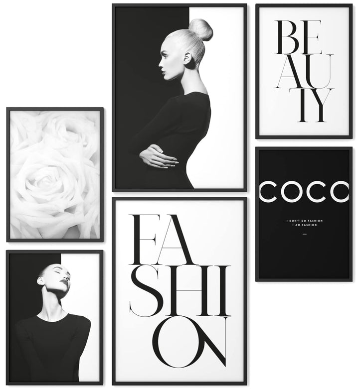 Papierschmiede® XL Mood Poster Set Coco Black Beauty, Bilder Wohnzimmer Deko Schlafzimmer, 2x DIN A2