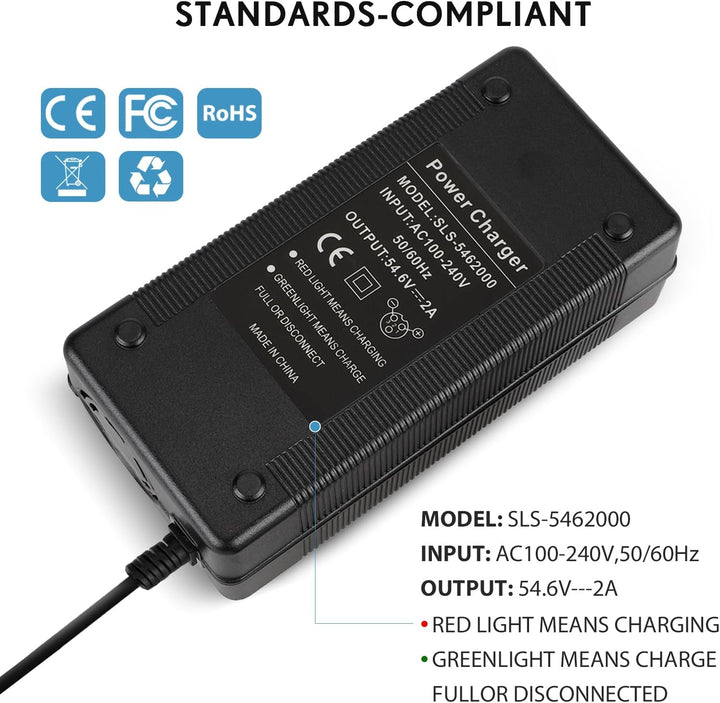 54.6V 2A Ladegeräte für Elektroroller für Kugoo M4/M4 Pro，UrbanGlide E-Cross Pro，48V E Scooter Unive