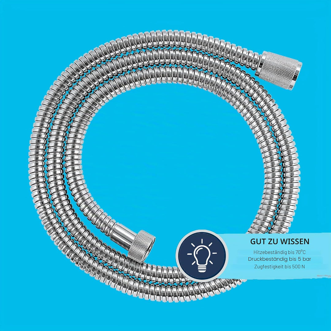 GROHE Vitalioflex - Metallbrauseschlauch (2000 mm, verstärkte Ausführung, knickfest, hitzebeständig)