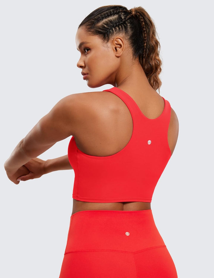 CRZ YOGA Damen Butterluxe Racerback Sport BH Gepolstert Ohne Bügel Crop Tops Longline Yoga Tank Top