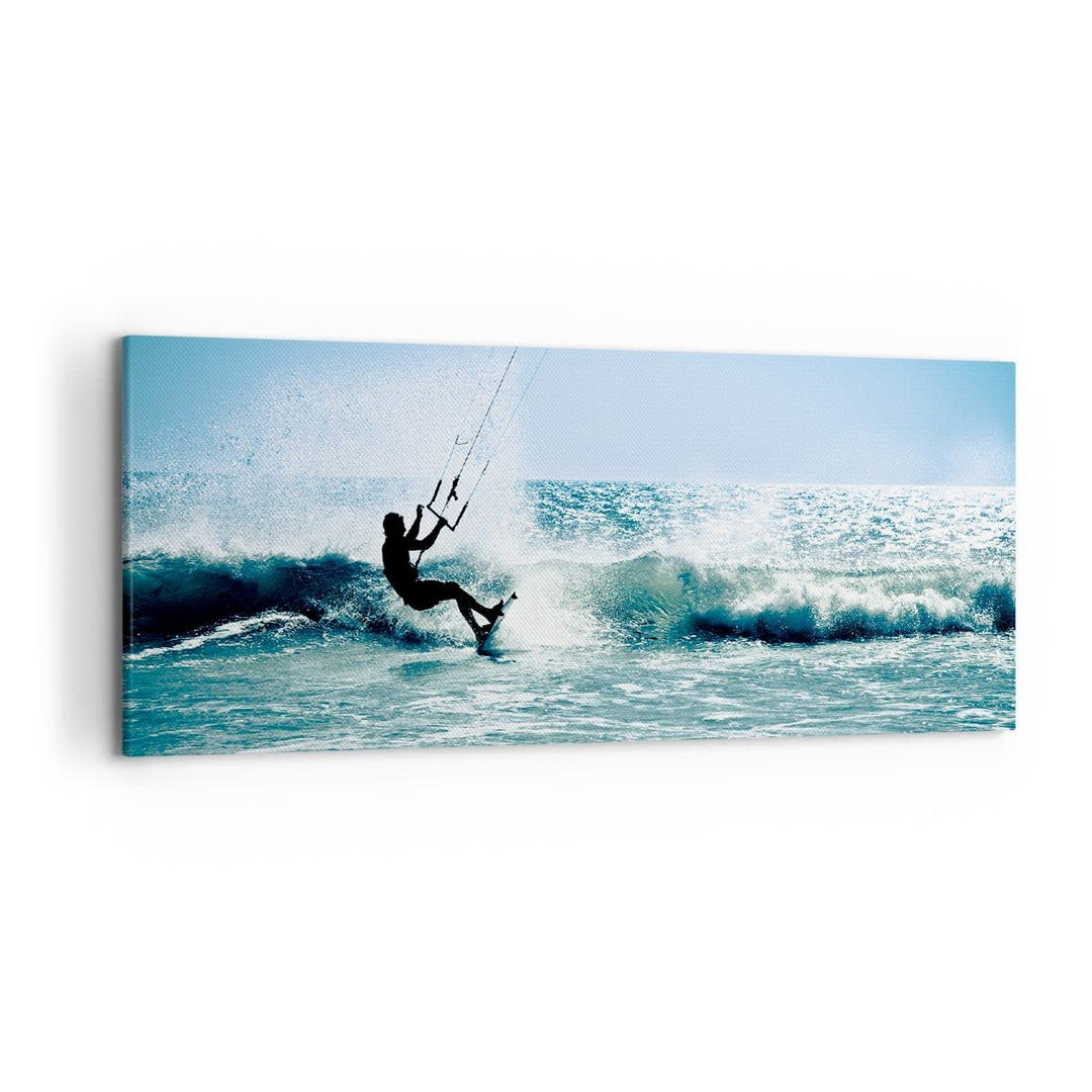 Wandbilder Dekoration Wohnzimmer Drachen-Surfen Wasser Ozean Panorama Bilder auf Leinwand 120x50cm L