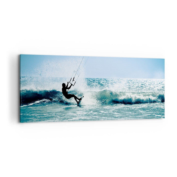 Wandbilder Dekoration Wohnzimmer Drachen-Surfen Wasser Ozean Panorama Bilder auf Leinwand 120x50cm L