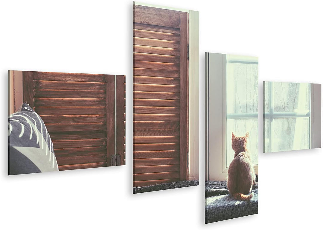 islandburner Bild auf Leinwand Katze Warm Und Gemütlich Wandbild Poster Kunstdruck Bilder Format: 15