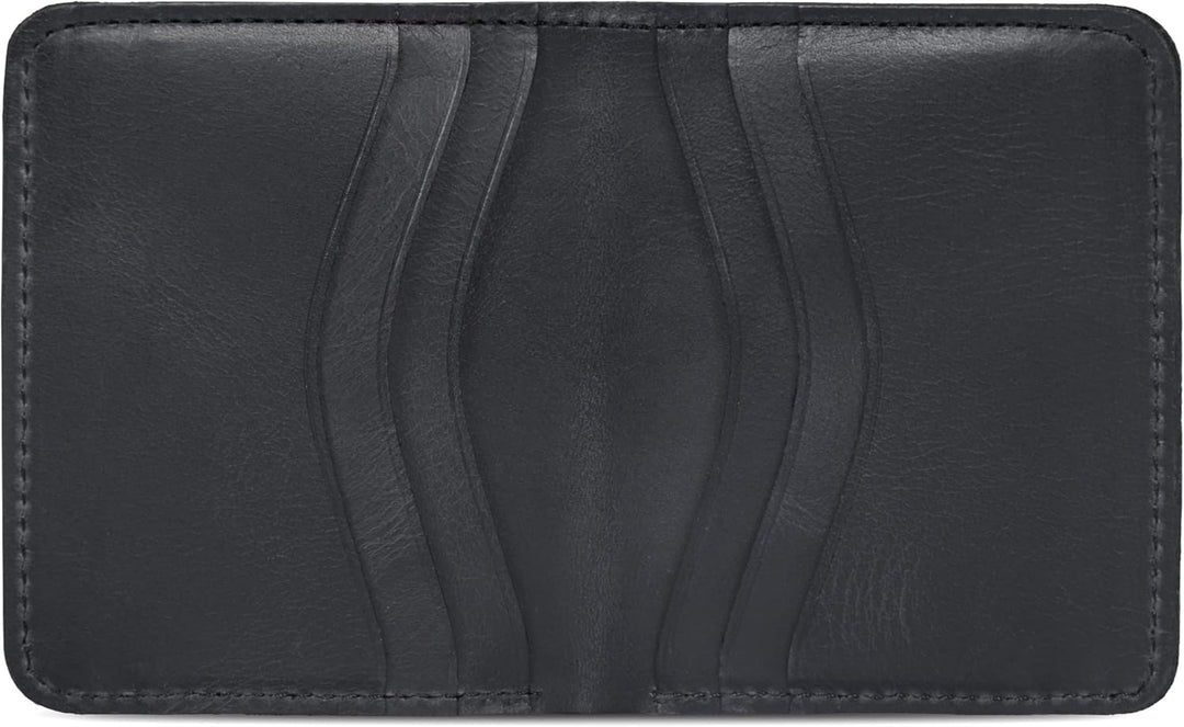 Otto Angelino Echtleder Ultra Slim Bifold Kartenhalter und Geldbörse - Unisex (Schwarz) Black 1, Bla