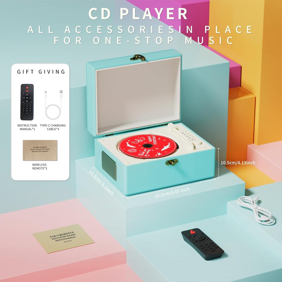 Yintiny Blue Time Musikbox CD-Player mit Lautsprechern für Heimdekoration