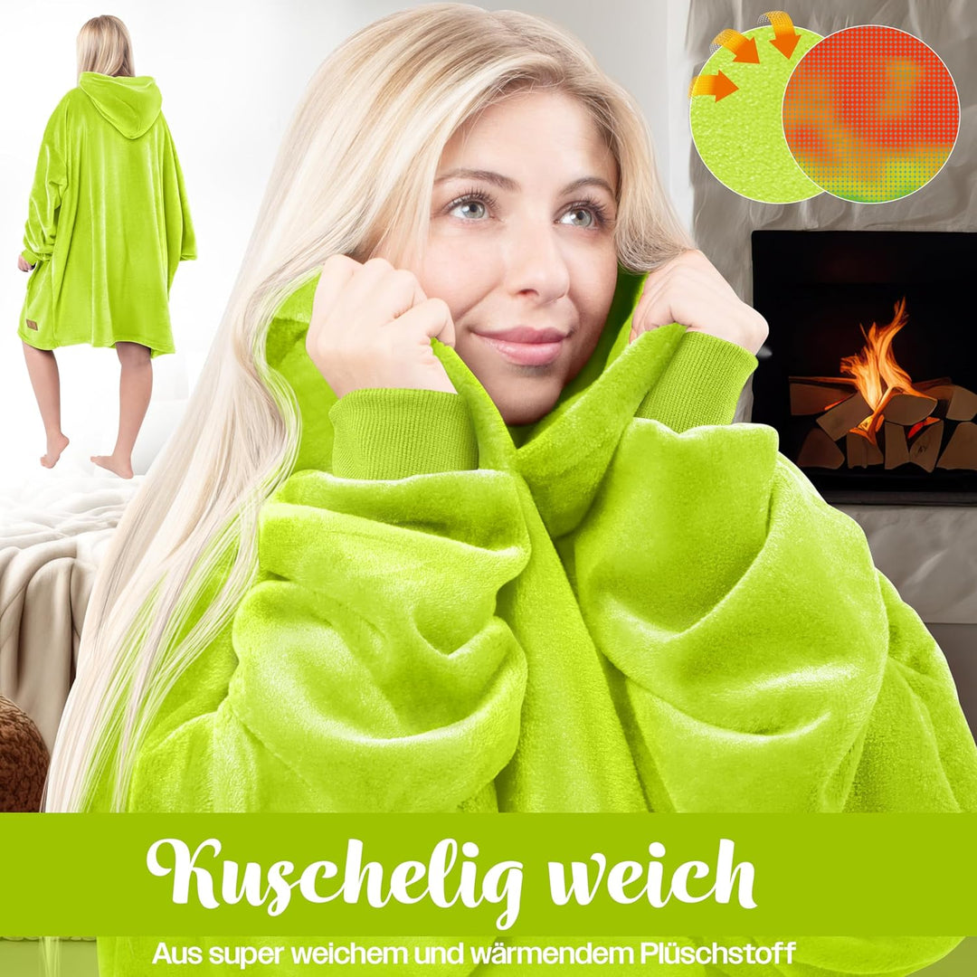KESSER® Hoodie Decke Kuscheldecke mit Ärmeln Deckenpullover Vielseitig Tragbare Decke zum Anziehen f