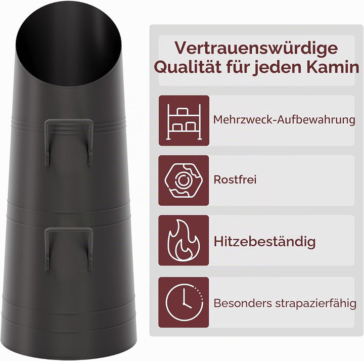 Fire Vida Kohlenschütte, Metall, schwarz, 23 x 30 x 56 cm Kohlenschütte, 56 cm, Kohlenschütte,