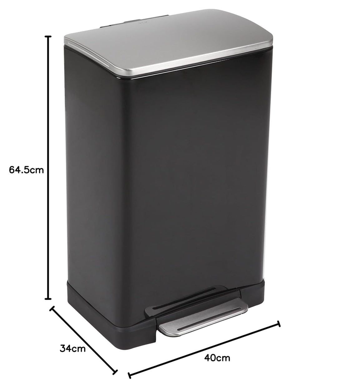 EKO E-Cube Tretmülleimer 40L Metall (34.5 x 40.3 x 65 cm, Dämpfer-System, Fingerabdruck frei, Stay-O