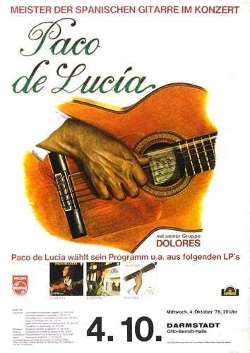 Paco de Lucía - Manuel De Falla, Darmstadt 1978 » Konzertplakat/Premium Poster | Live Konzert Verans