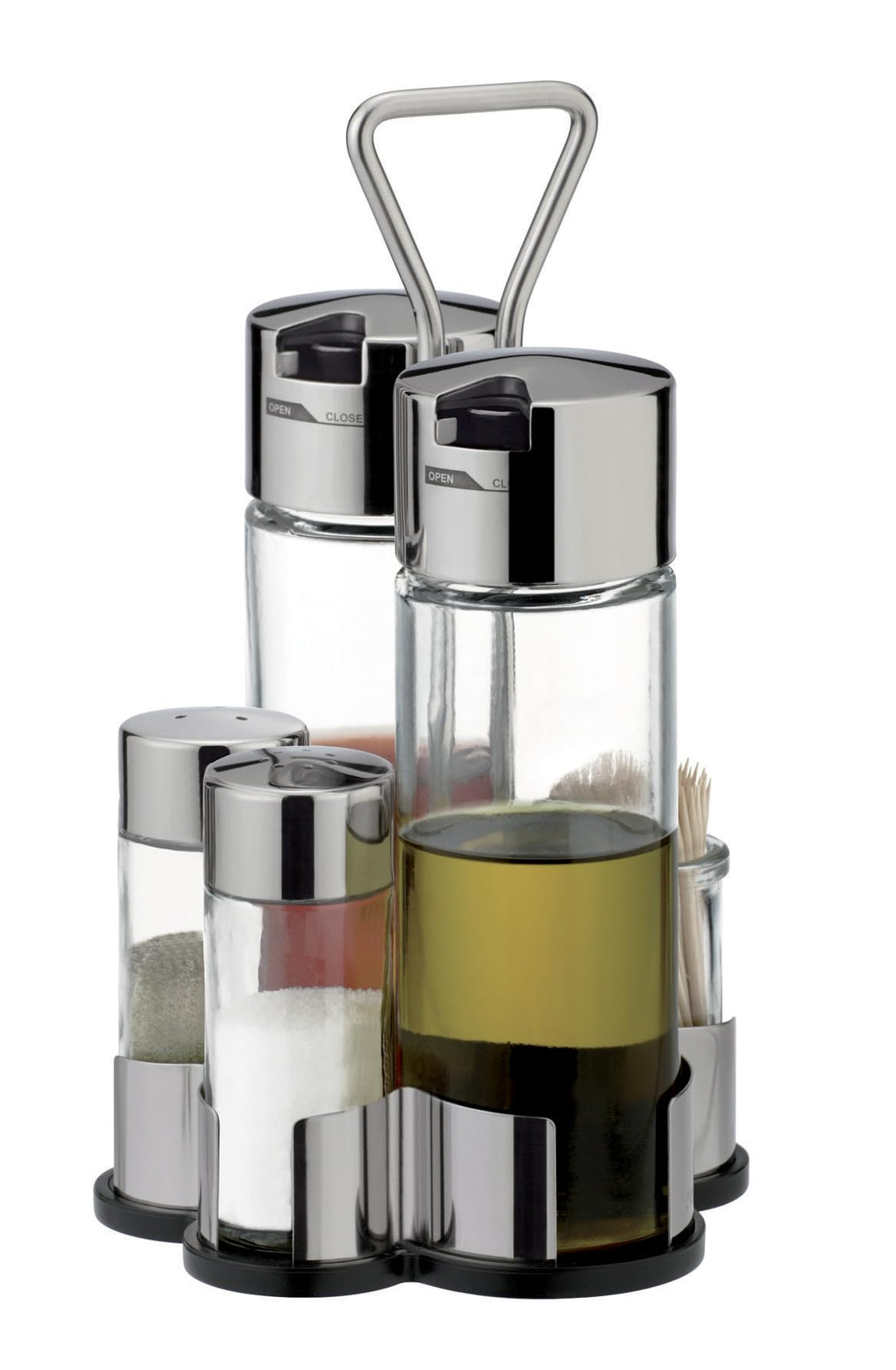 Tescoma Tischset Essig-Öl-Salz-Pfeffer-Zahnstocher, Grau, 49.5 x 26.5 x 26 cm, 49.5 x 26.5 x 26 cm