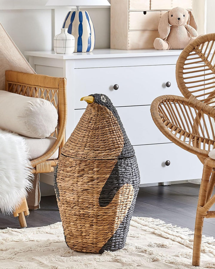 Aufbewahrungskorb Wasserhyazinthe Pinguinform natürlich beige 68 cm Hadzabe