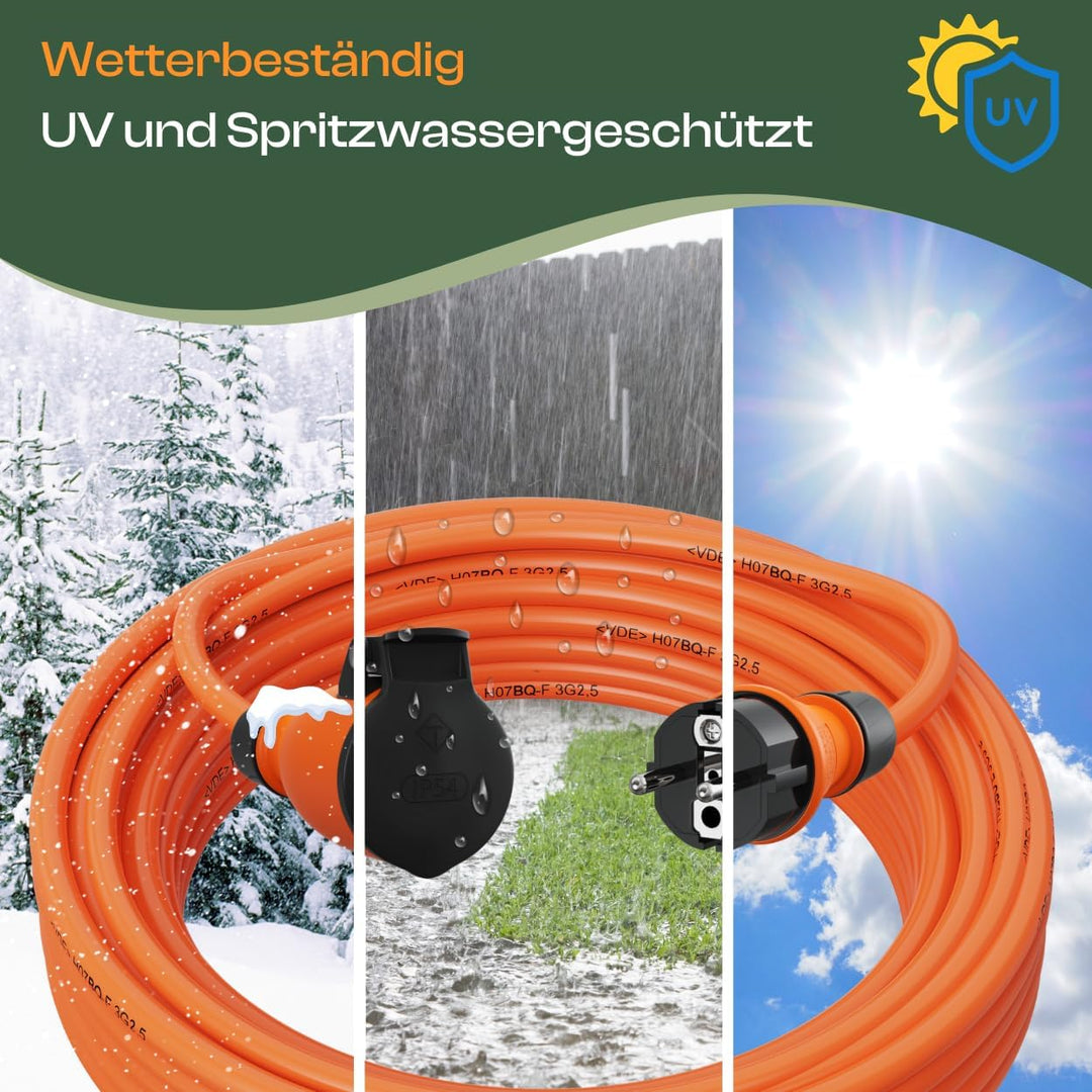 Schutzkontakt Pur-Verlängerungskabel H07BQ-F 3x1,5 bis 3x2,5 mm² IP44 Aussenbereich Baustelle 230V 1