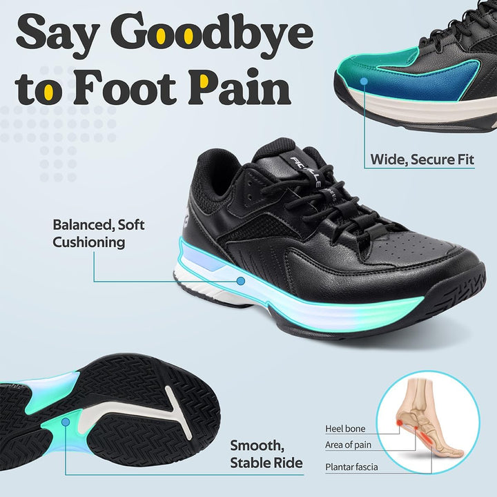 FitVille Extra Weit Tennisschuhe Herren Breit Hallenturnschuh Atmungsaktiv Training Schuhe für Tenni