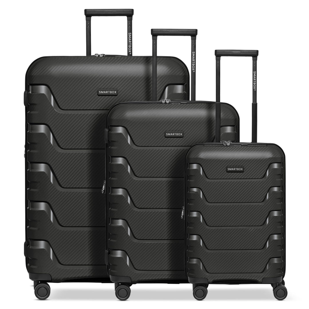 SMARTBOX Hartschalen Koffer-Set 3-teilig | mit Dehnfalte erweiterbar um 3 cm | aus hochwertigem, lei