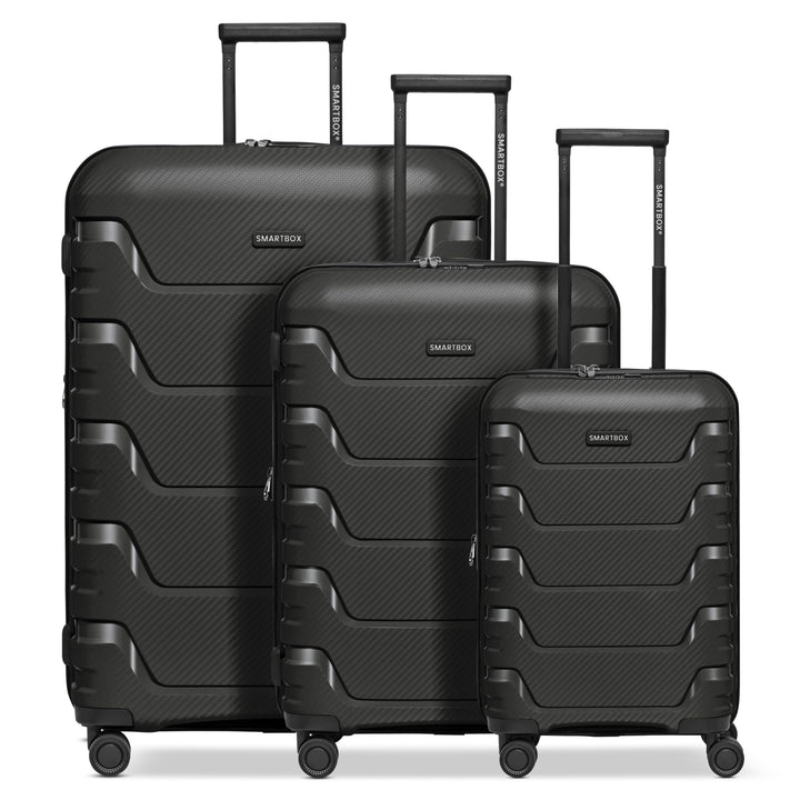 SMARTBOX Hartschalen Koffer-Set 3-teilig | mit Dehnfalte erweiterbar um 3 cm | aus hochwertigem, lei