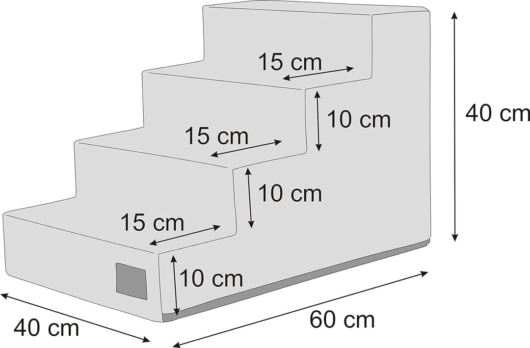 PillowPrim Tiertreppen Einganghilfe Kleinere Hunde Stufen Rampe Katzentreppe 4 Stufen Gross Beige Hö