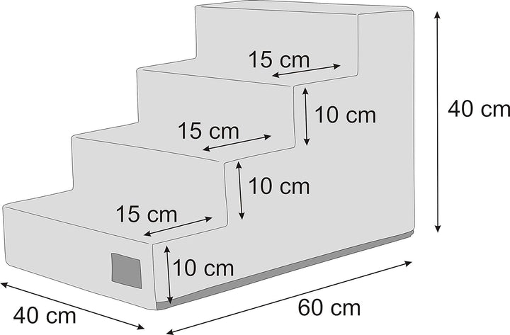 PillowPrim Tiertreppen Einganghilfe Kleinere Hunde Stufen Rampe Katzentreppe 4 Stufen Gross Schwarz