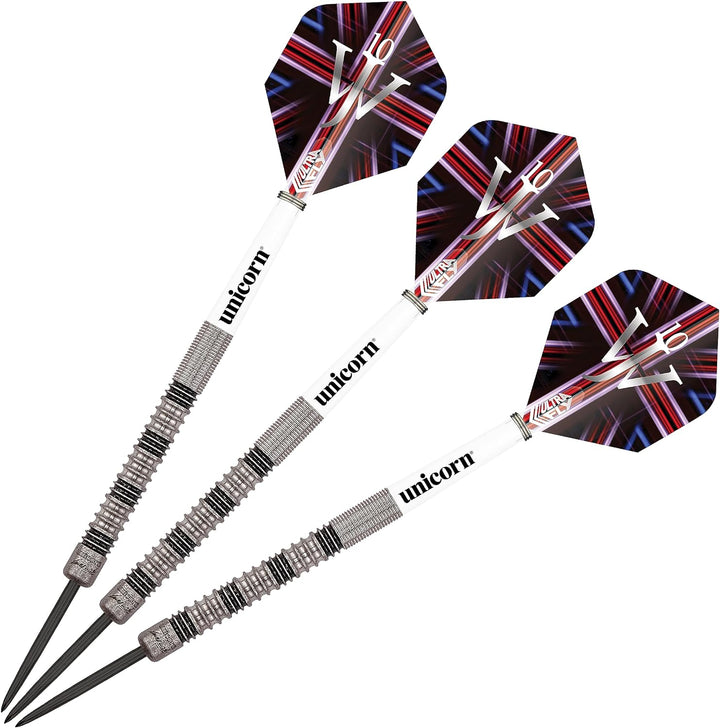 Unicorn Dartpfeile-Set mit Stahlspitze, James The Machine Wade, 90% Wolfram, 20 g, 21 g, 22 g, 23 g
