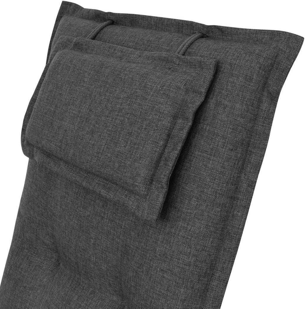 elGiga Hochlehner-Auflage 1-Stück Classic Anthrazit 120 x 50 x 8 cm für Gartenstuhl, mit Kopfpolster