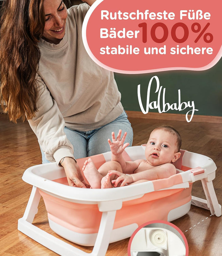 Baby Badewanne Faltbar Antirutsch Ergonomisch Neugeborene Bis 2 Jahre Rosa + Panda Kissen Gross und