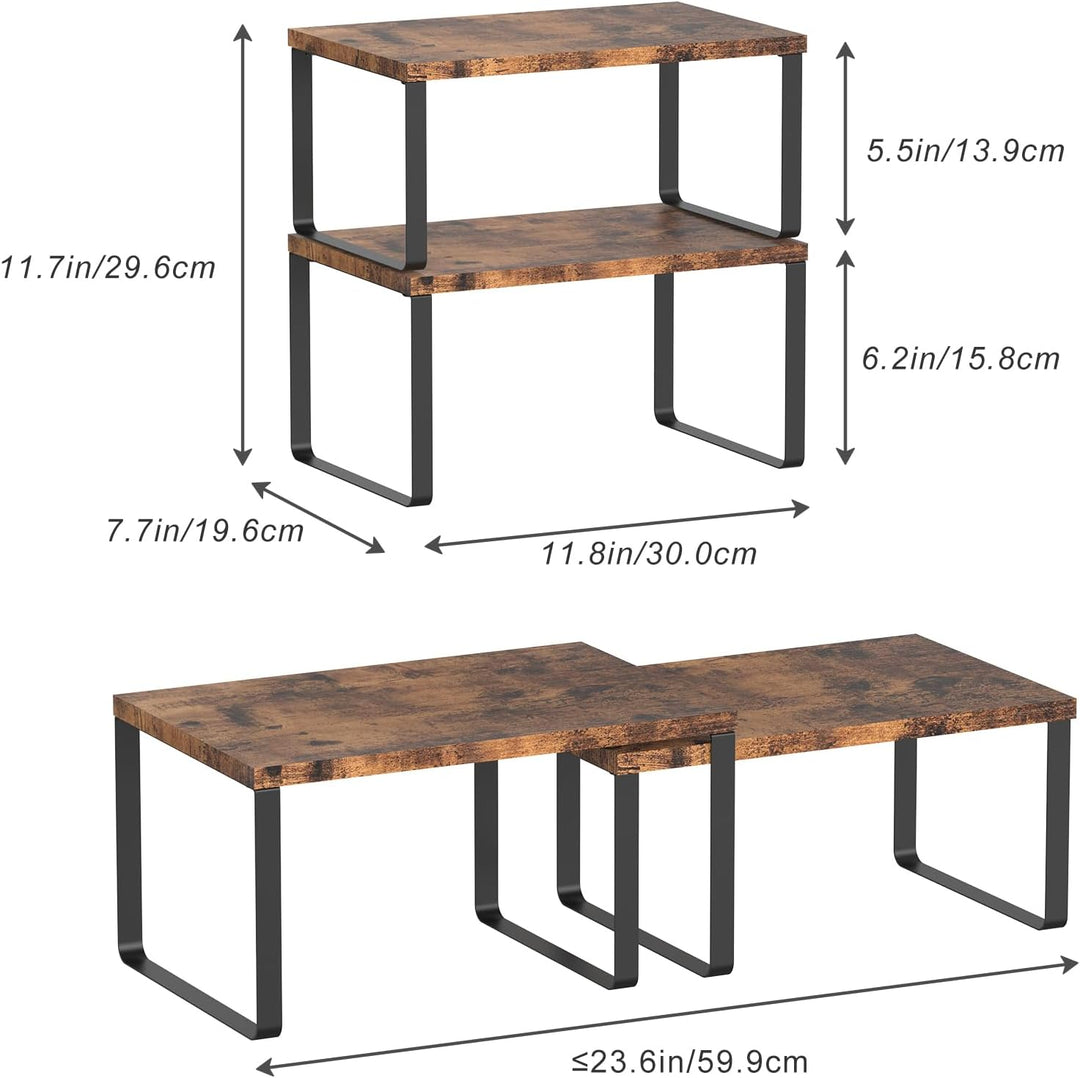 JS NOVA JUNS CADUKE Set mit 4 Thekenregalen Küche stapelbares Schrankregal Holzorganisator Erweiterb