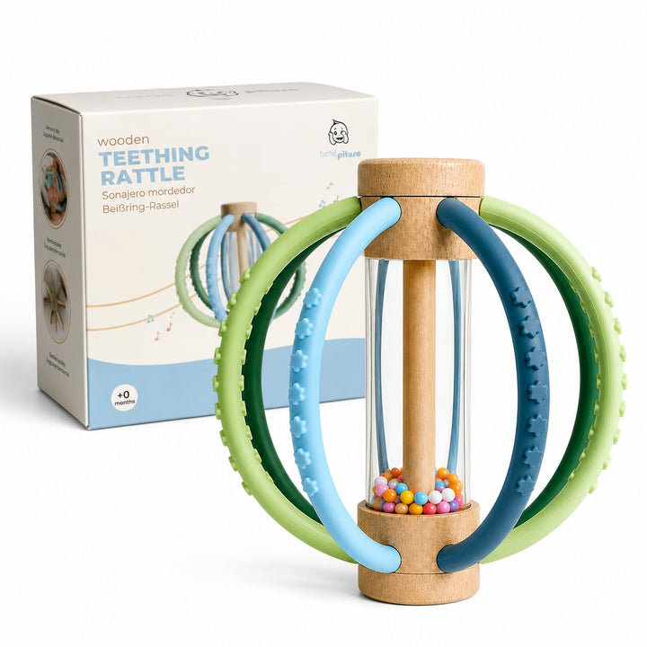 Zahnungshilfe Baby aus Silikon – Montessori Spielzeug 0-6 Monate – Tummy Time Toys mit sensorischer