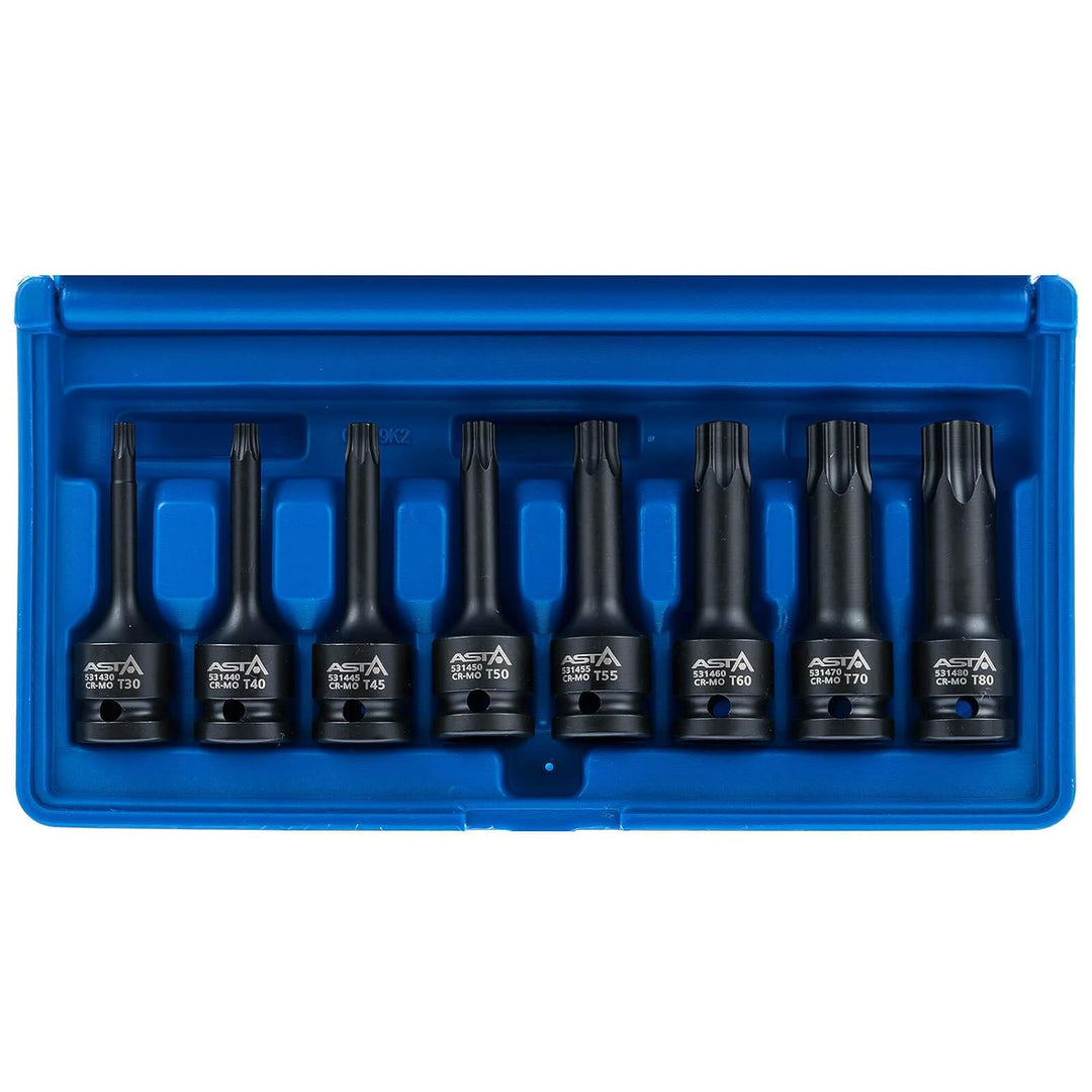 Torx Schlagschraubernüsse 1/2" Steckschlüssel Satz T30-T80 8-tlg.