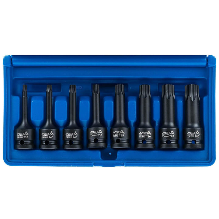 Torx Schlagschraubernüsse 1/2" Steckschlüssel Satz T30-T80 8-tlg.